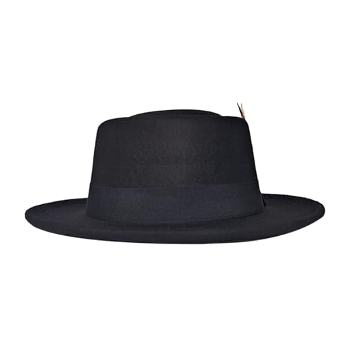 Punctualgood Wool Felt Fedora Hats for Women and Men - Wide Brim Flat Top Hat with Feather
| Punctualgood Fedora Hats f