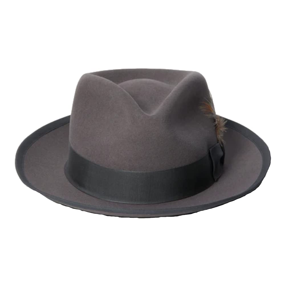 Stetson Mens Wool Felt Whippet Fedora Hat + Caps + Men + Casual Outings + Classic Style + 58CM Circumference + Trendy He