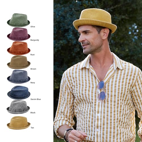 EPOCH Men's Casual Vintage Style Washed Cotton Fedora Hat for Fashionable Men in Daily Wear
| EPOCH Men's Casual Vintag