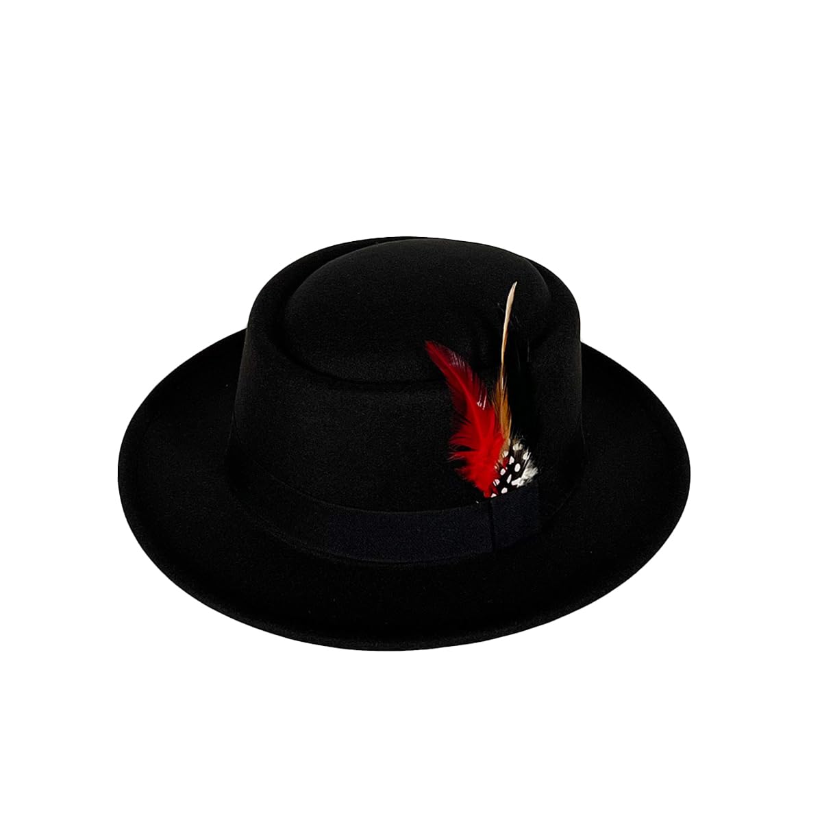 Punctualgood Wool Felt Fedora Hats for Women and Men - Wide Brim Flat Top Hat with Feather
| Punctualgood Fedora Hats f