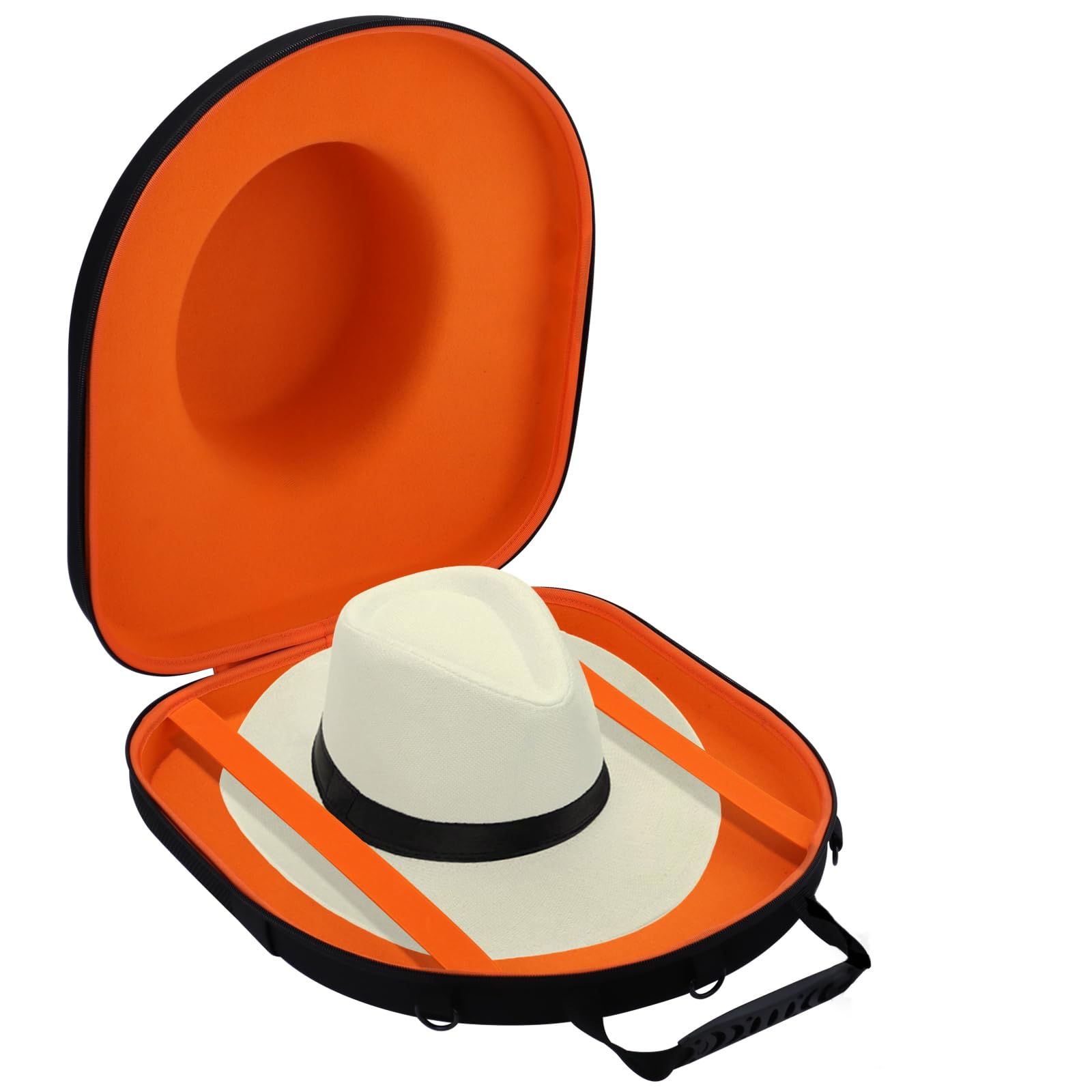 Macoda Travel Hat Holder – Travel Hat Case with Tablet Pocket, Protects up to 2 Hats, Carrier Case for Travel (Orange)