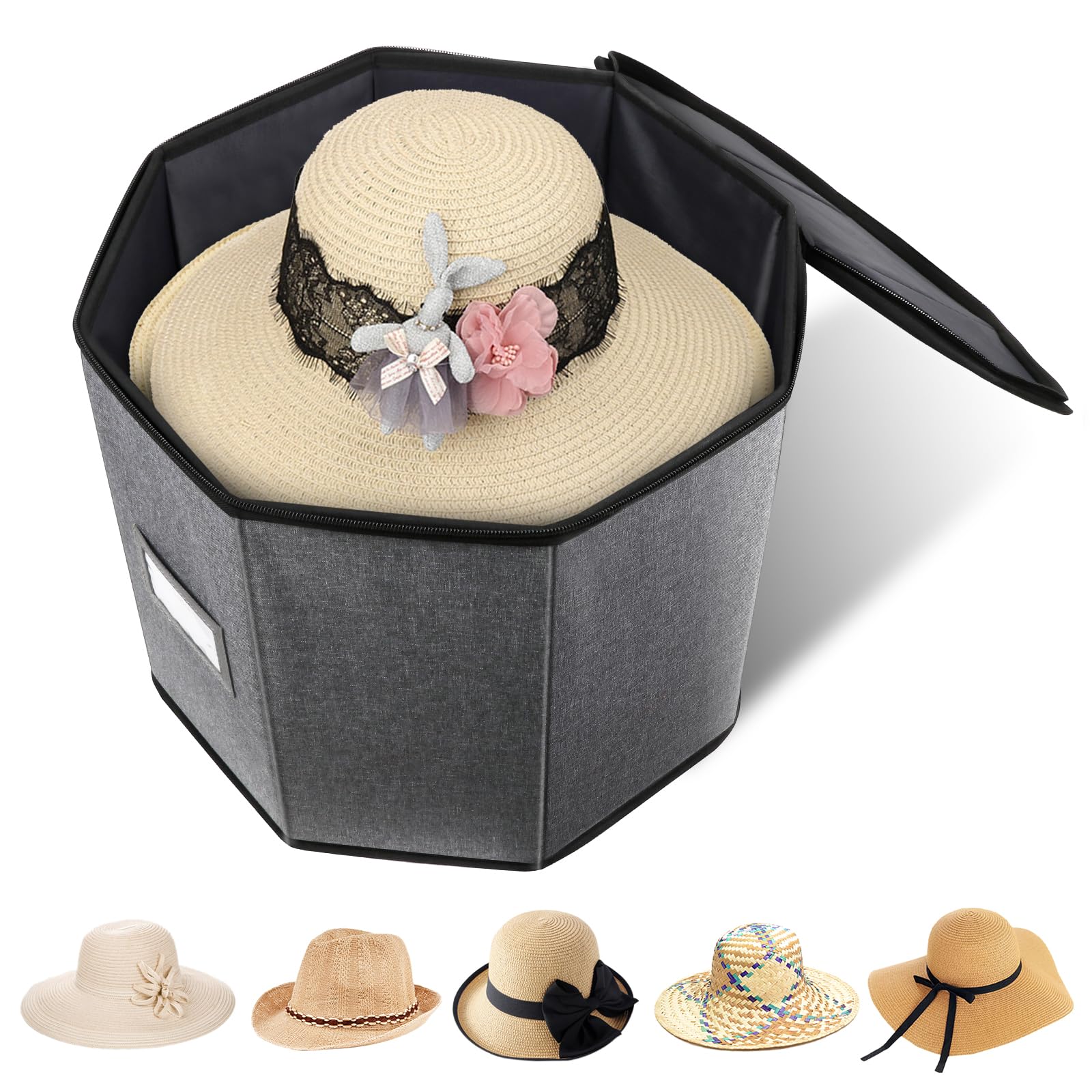 Foldable Travel Hat Box with Lids for Women/Men Large Hat Storage
| Stuffed Animal Toy Storage Hat Box with Lids for Tr