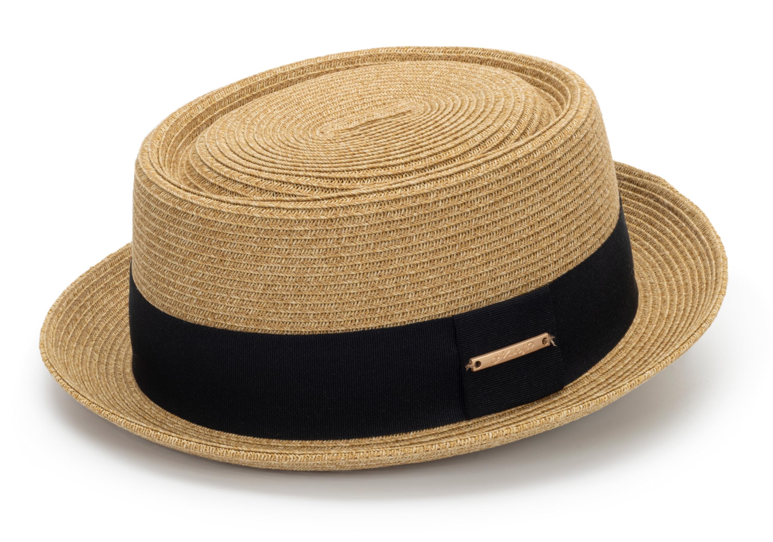 HinyBoeh Women's 1920s Pork-Pie Sun Hat - Summer Straw Fedora Beach Hat Boater Derby Cap with Band for Women (M/L) - Sun